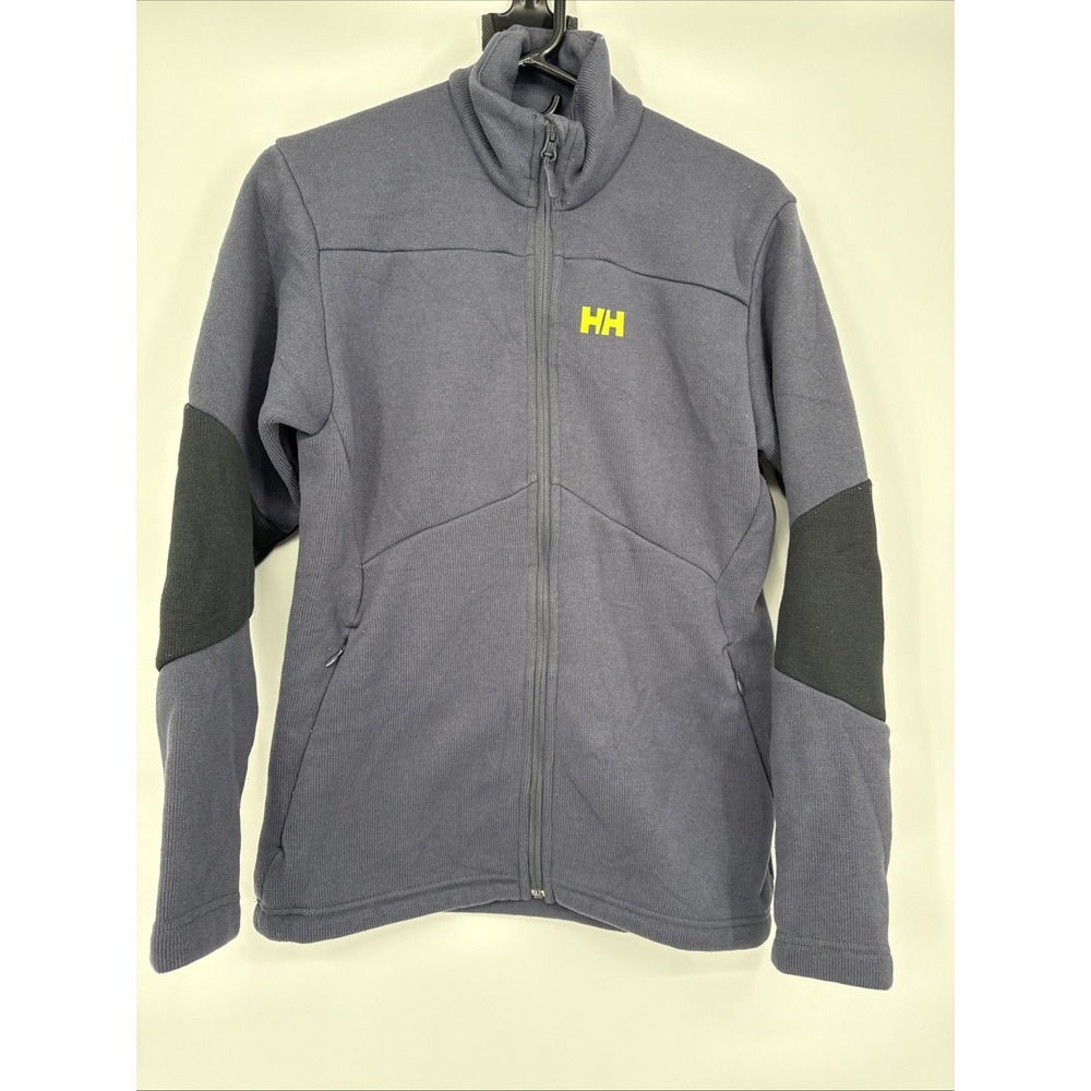 HELLY HANSEN EQ Midlayer Fleece Jacket Gray/Blue Women's Small Hiking Colorblock